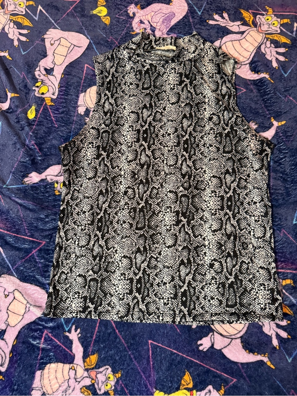 Olivia Rae Black & White Snake Print Sleeveless Tank